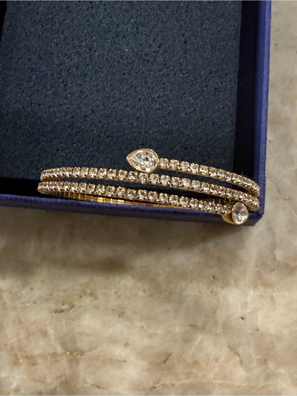 Swarovski gold-tone Twisty Drop double-wrap bangle - Picture 4 of 6